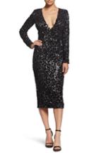 Women's Dress The Population Elizabeth Plunge Midi Dress - Black