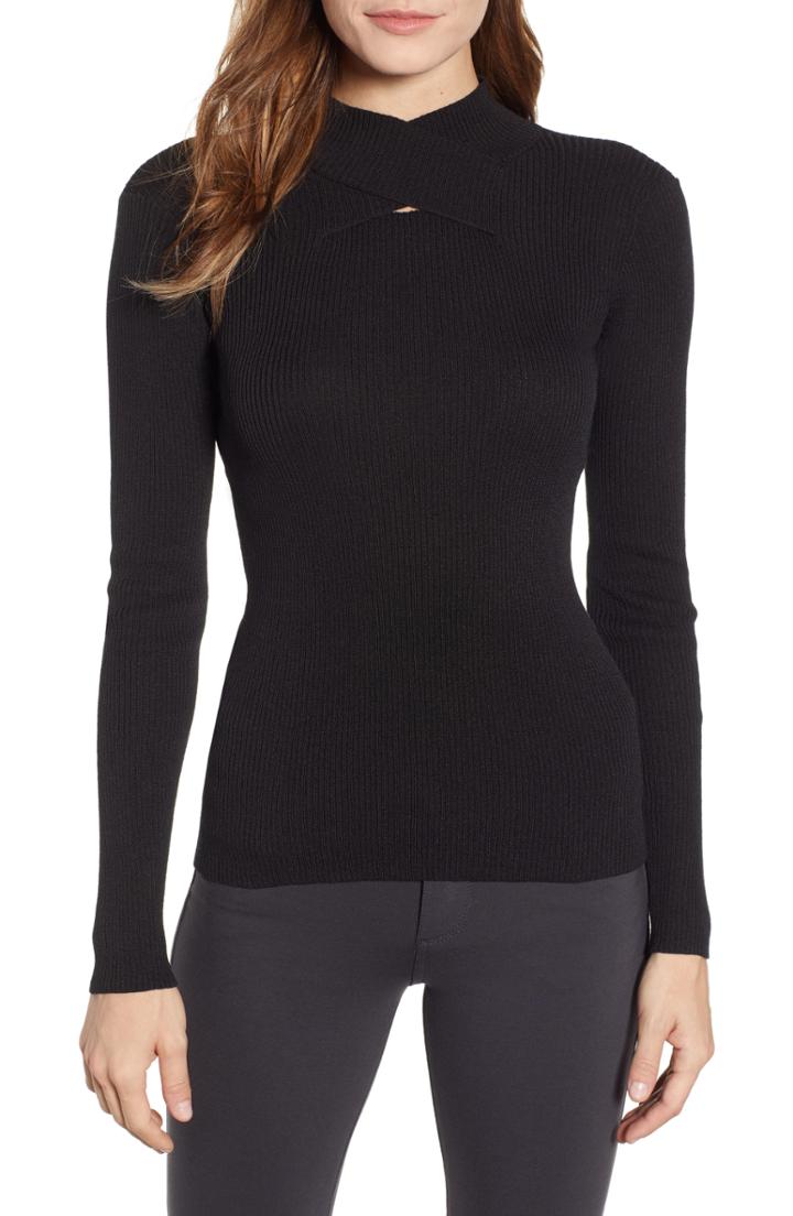 Women's Anne Klein Mock Neck Top, Size - Black