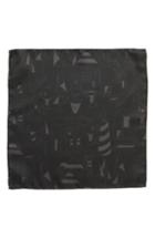 Men's Boss Print Silk Pocket Square, Size - Black