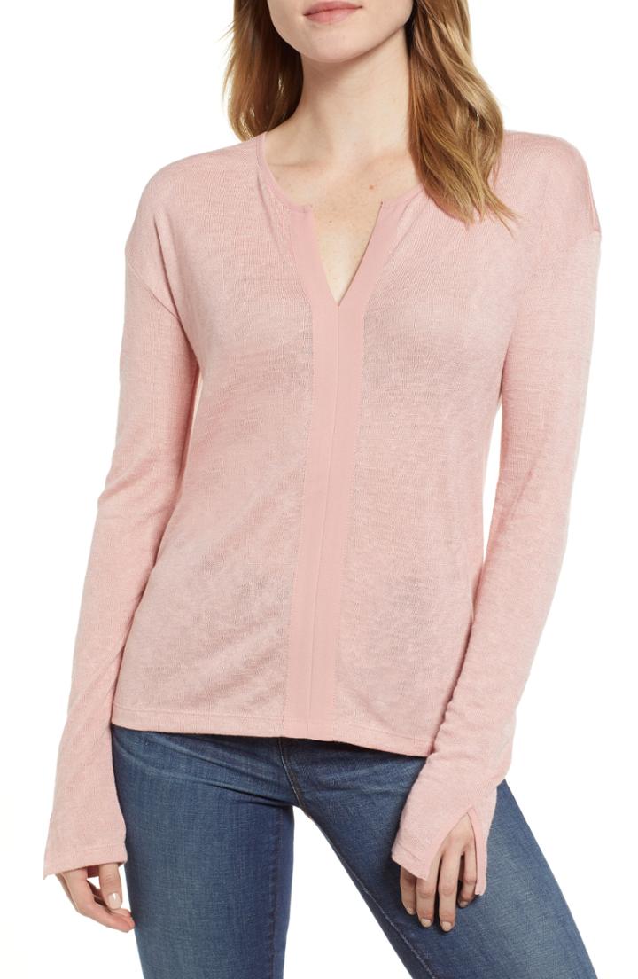 Petite Women's Sanctuary Sienna Woven Trim Top P - Pink