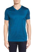 Men's Boss Slim Fit V-neck T-shirt, Size - Blue/green