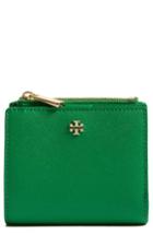Women's Tory Burch 'mini Robinson' Leather Wallet - Green