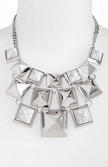 Vince Camuto 'clearview' Pyramid Statement Necklace Silver/ White