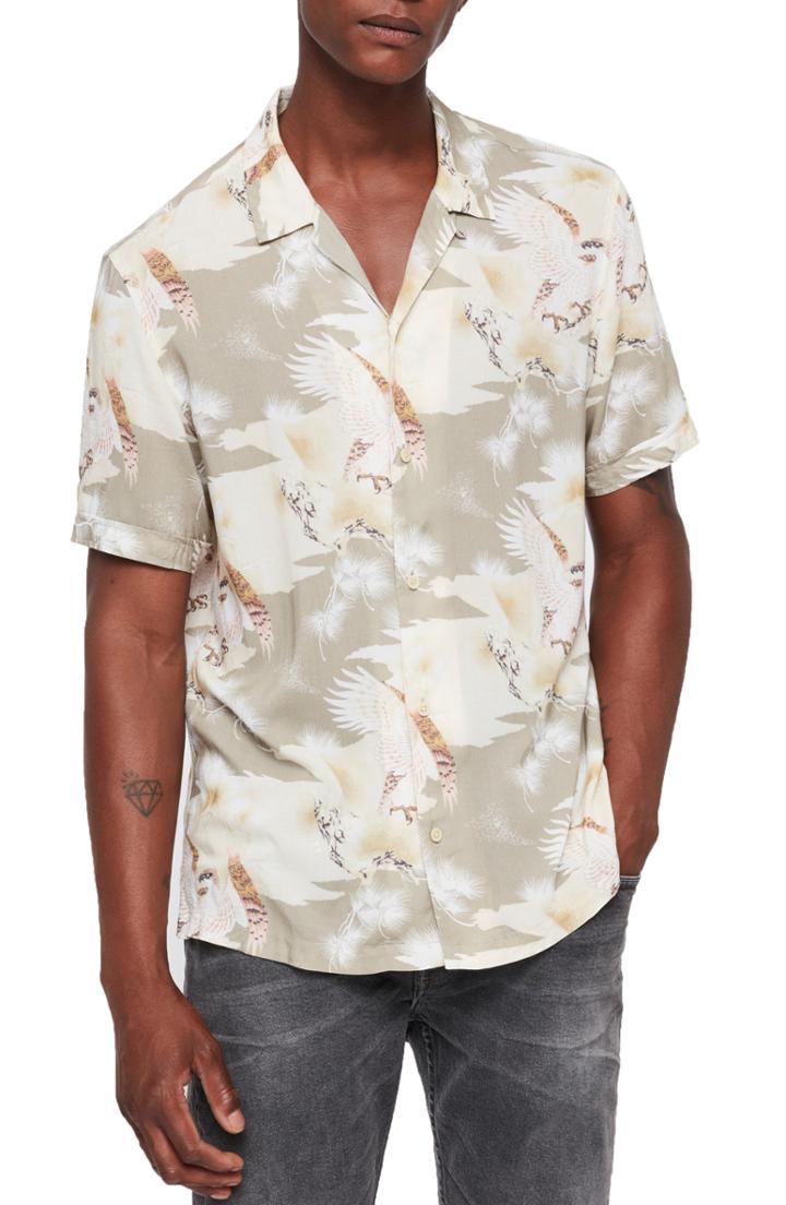 Men's Allsaints Akashi Slim Fit Print Camp Shirt