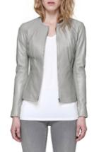 Women's Soia & Kyo Slim Fit Zip Front Leather Jacket - Grey