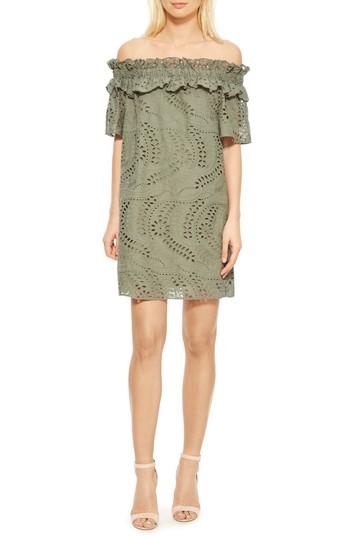 Women's Parker Cable Off The Shoulder Shift Dress - Green