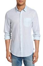 Men's Original Penguin Feeder Stripe Cotton & Linen Sport Shirt - Blue