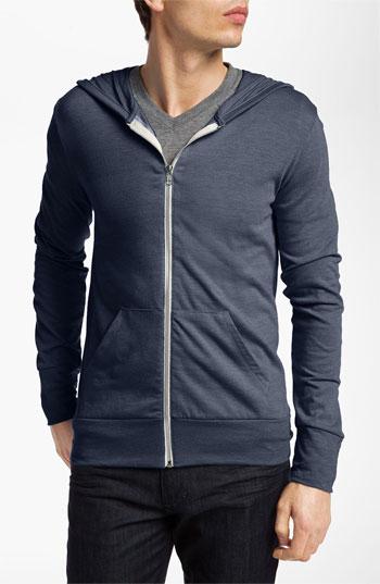 Men's Alternative Lightweight 'eco-heather' Zip Front Hoodie - Blue