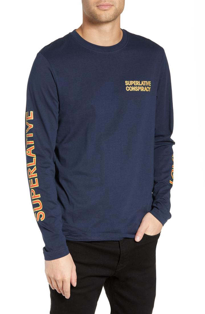 Men's Wesc Makai Superlative Conspiracy Long Sleeve T-shirt - Blue