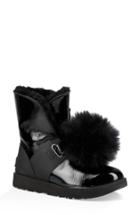 Women's Ugg Isley Genuine Shearling Waterproof Patent Pom Bootie