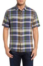 Men's Tommy Bahama Casa Plaida Standard Fit Plaid Silk Shirt - Blue