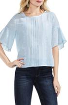 Women's Vince Camuto Embroidered Crinkle Cotton Top - Blue