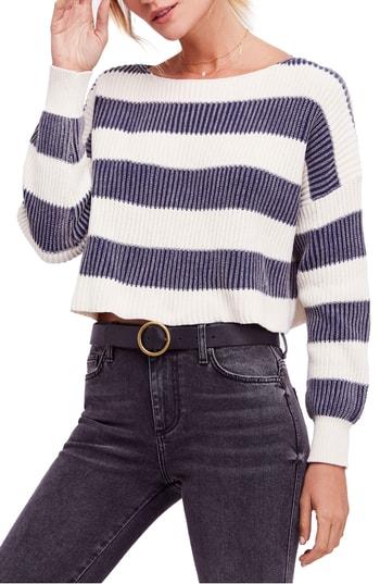 Women's Free People Just My Stripe Sweater - Blue