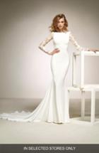 Women's Pronovias Dafne Lace Sleeve Mermaid Gown, Size In Store Only - Ivory
