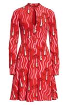 Women's Valentino Lipstick Print Silk Fit & Flare Dress Us / 40 It - Red