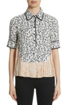 Women's Yigal Azrouel Floral Print Pleat Hem Top - Ivory