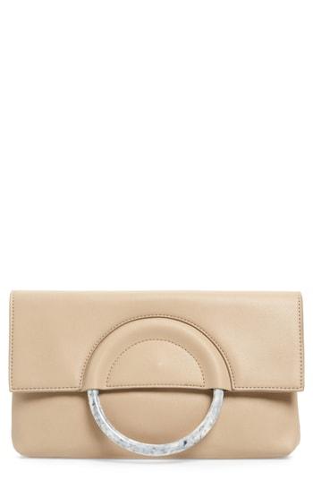 Leith Resin Handle Clutch - Beige
