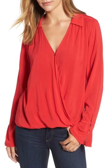 Women's Velvet By Graham & Spencer Surplice Blouse - Red