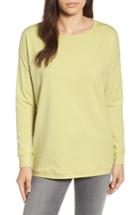 Women's Eileen Fisher Jewel Neck Organic Stretch Cotton Tee, Size - Green