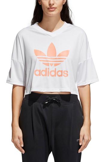Women's Adidas Originals Trefoil Crop Tee - White