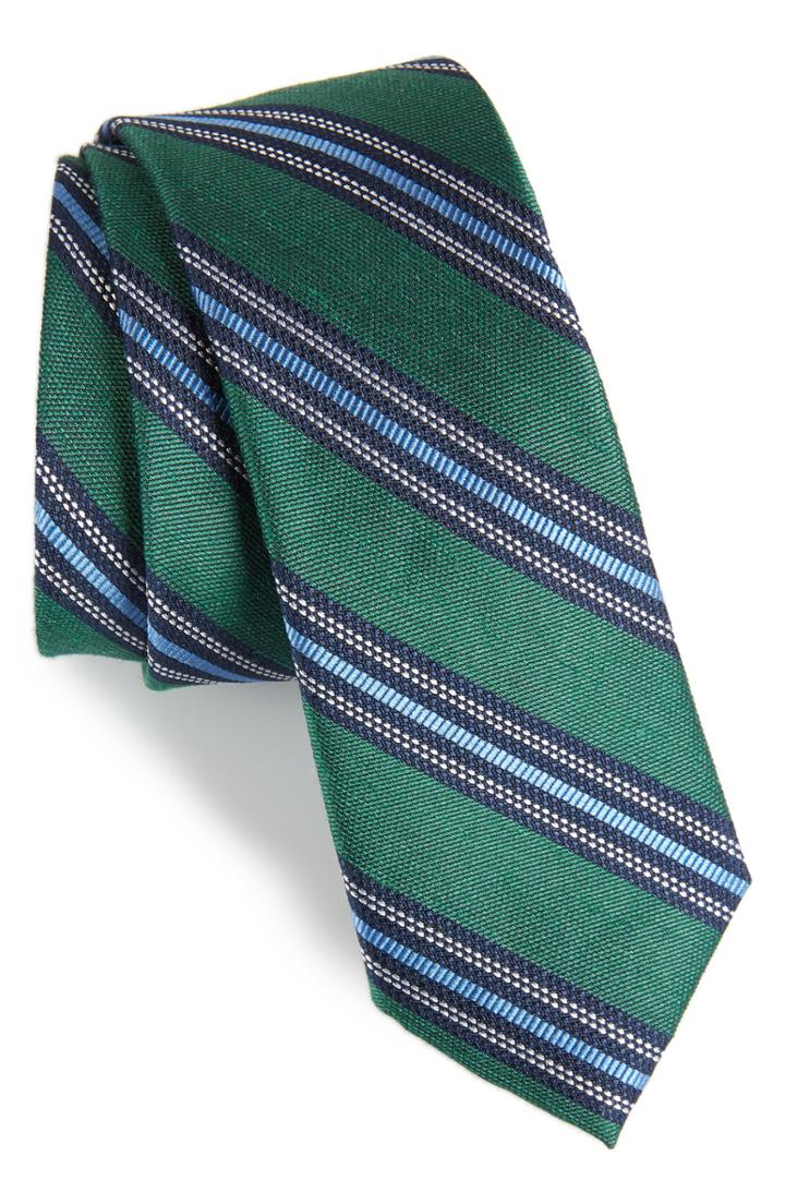 Men's The Tie Bar Rangel Stripe Silk & Linen Tie