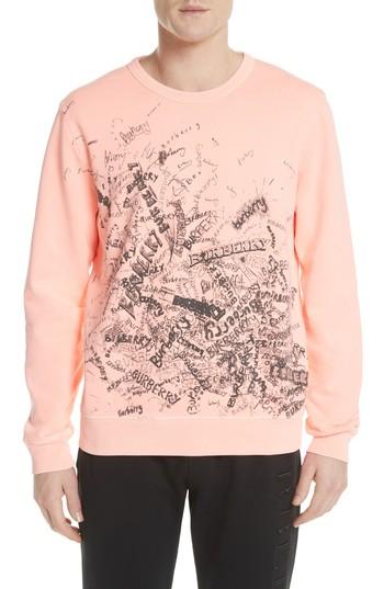 Men's Burberry Rennie Graphic Crewneck Sweatshirt - Orange