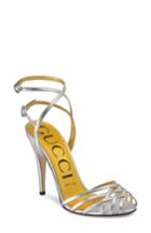 Women's Gucci Draconia Ankle Strap Sandal Us / 35eu - Metallic