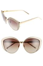 Women's Linda Farrow 62mm 22 Karat Gold Trim Cat Eye Sunglasses - Taupe/ Yellow Gold/ Brown