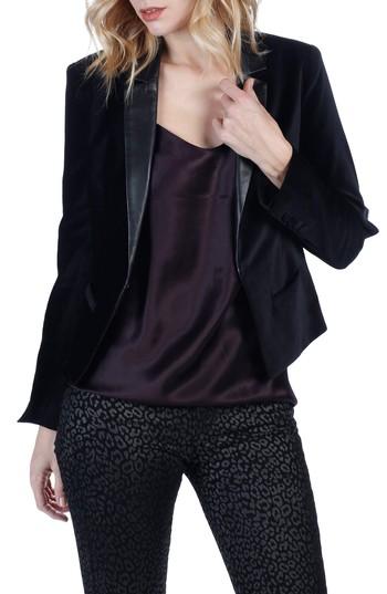 Women's Paige Camilia Leather Lapel Velvet Jacket