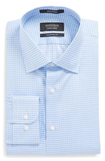 Men's Nordstrom Men's Shop Traditional Fit Check Dress Shirt .5 34/35 - Blue