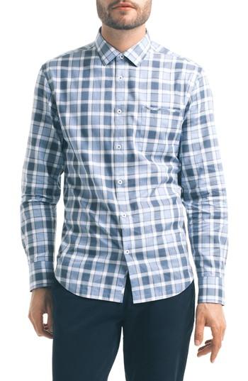 Men's Good Man Brand Slim Fit Windowpane Check Sport Shirt - Blue