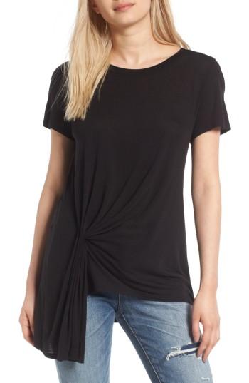 Women's Treasure & Bond Gathered Pleat Front Tee, Size - Black