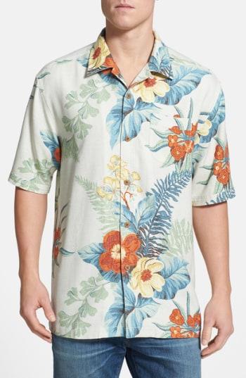 Men's Tommy Bahama 'cabana Gardens' Fit Silk Campshirt