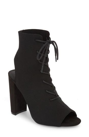 Women's Steve Madden Capture Lace-up Sock Bootie .5 M - Black