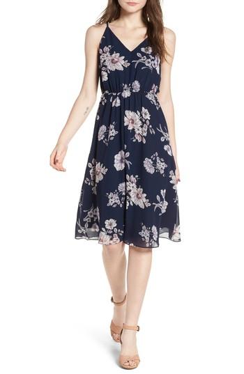 Women's Soprano Floral Blouson Midi Dress - Blue