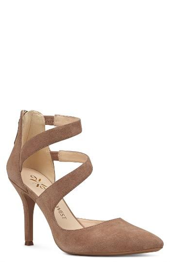 Women's Nine West Florent Asymmetrical Strappy Pump .5 M - Beige