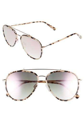 Women's D'blanc The Last 57mm Aviator Sunglasses - Snow Leopard/ Rose Flash