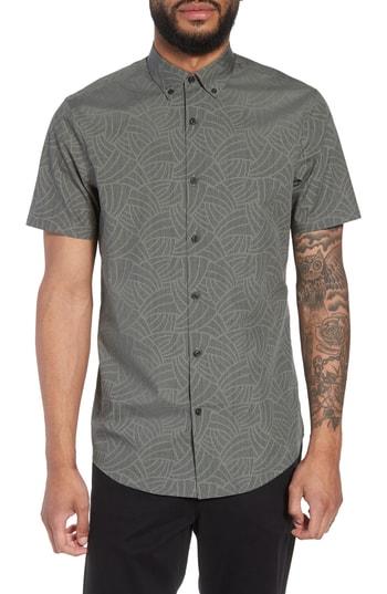 Men's Calibrate Trim Fit Print Sport Shirt - Grey