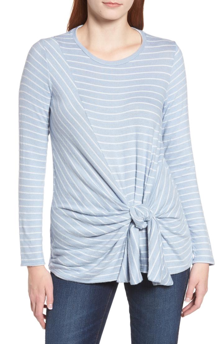 Women's Gibson X Living In Yellow Lou Tie Front Fleece Sweater, Size - Blue