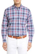 Men's Tailorbyrd Apricot Regular Fit Plaid Sport Shirt, Size - Blue