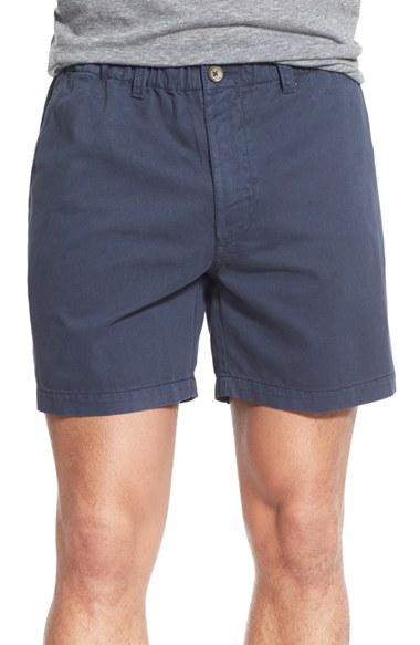 Men's Vintage 1946 'snappers' Vintage Washed Elastic Waistband Shorts - Beige