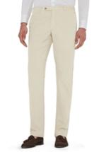 Men's Zanella Curtis Flat Front Stretch Corduroy Cotton Trousers - White