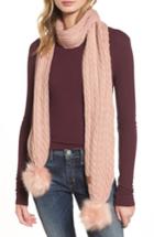 Women's Cc Faux Fur Pompom Knit Scarf, Size - Pink