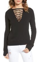 Women's Pam & Gela Lace-up Pullover, Size - Black