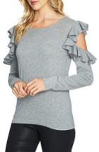 Women's Cece Ruffled Cold Shoulder Sweater, Size - Grey