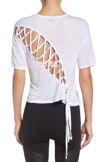 Women's Alo Entwine Crop Tee - White