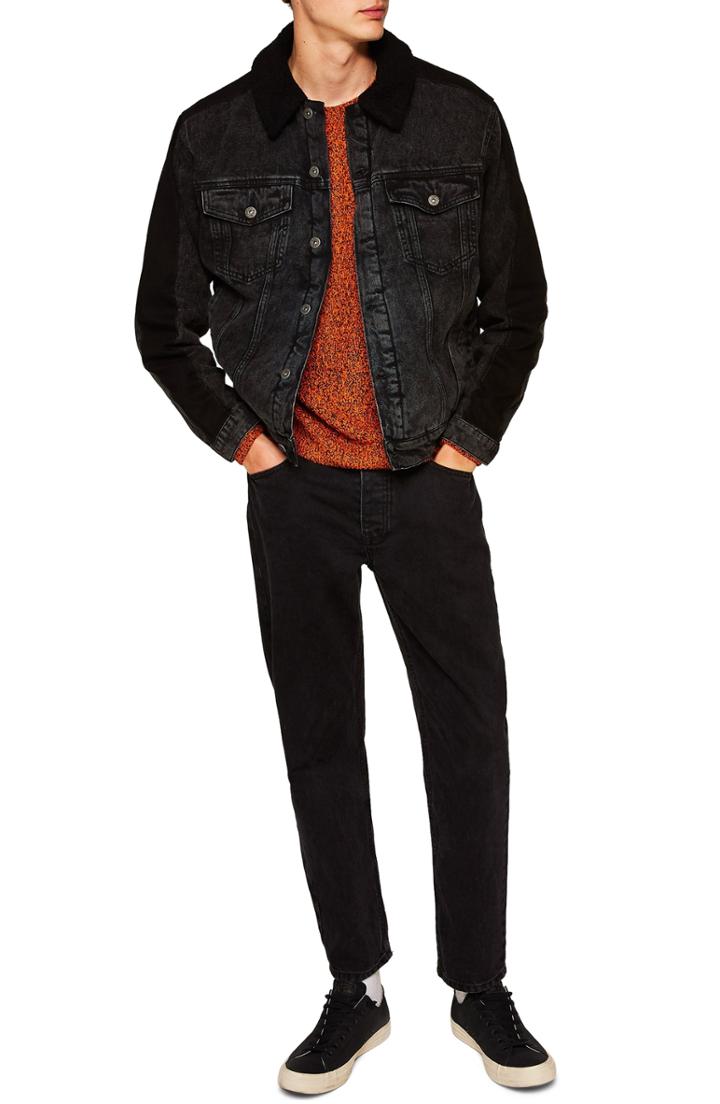 Men's Topman Borg Lined Denim Jacket