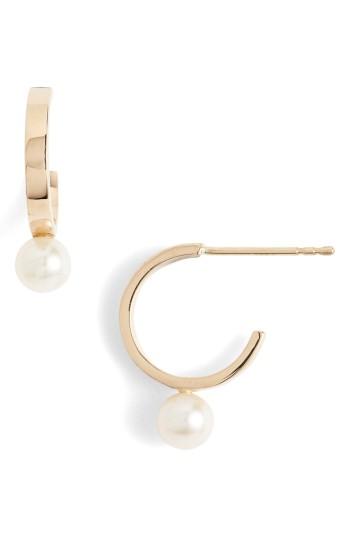 Women's Poppy Finch Pearl Station Hoop Earrings