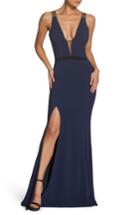 Women's Dress The Population Lana Plunging Strappy Shoulder Gown, Size - Blue