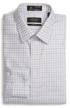 Men's Nordstrom Men's Shop Smartcare(tm) Trim Fit Check Dress Shirt .5 32/33 - Beige